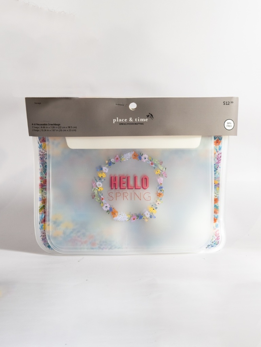 4 Reusable Snack Sandwich Food Storage Bags BPA Free Floral Clear Zip Top NEW